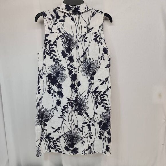 Lina Tomei Size Small 100% Linen Floral Knee-Length Shift Dress B16 Casual - Picture 2 of 6